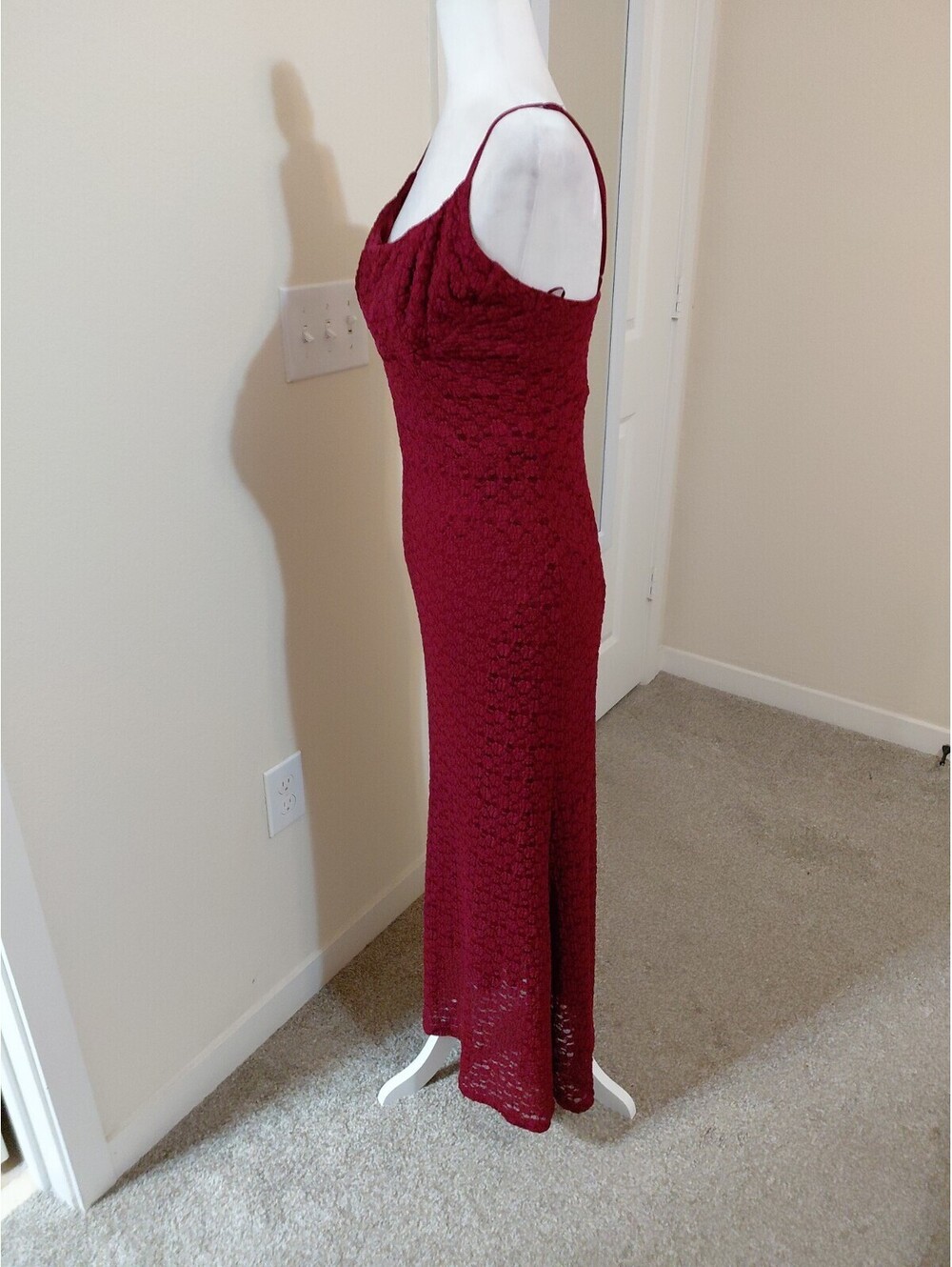 NWT Sexy BARDOT Louisa Mesh Midi Dress in Burgundy Size 10 #187 - Picture 11 of 12